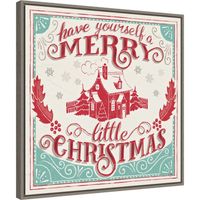 Framed Retro Merry Lil Christmas Canvas Art Print