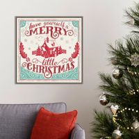 Framed Retro Merry Lil Christmas Canvas Art Print