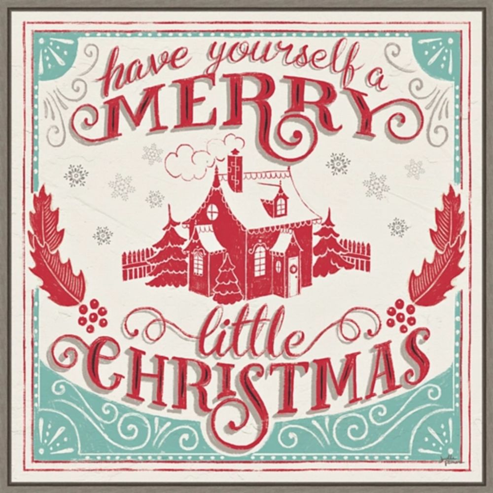 Framed Retro Merry Lil Christmas Canvas Art Print