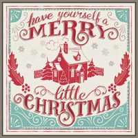 Framed Retro Merry Lil Christmas Canvas Art Print