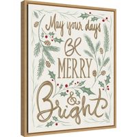 Framed Merry and Bright Christmas Canvas Art Print