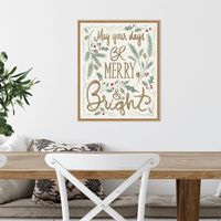 Framed Merry and Bright Christmas Canvas Art Print