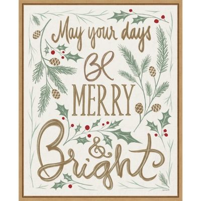Framed Merry and Bright Christmas Canvas Art Print