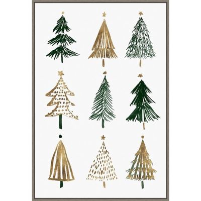 Framed Christmas Trees Canvas Art Print