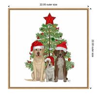 Framed Three Christmas Dogs Canvas Art Print