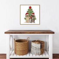 Framed Three Christmas Dogs Canvas Art Print