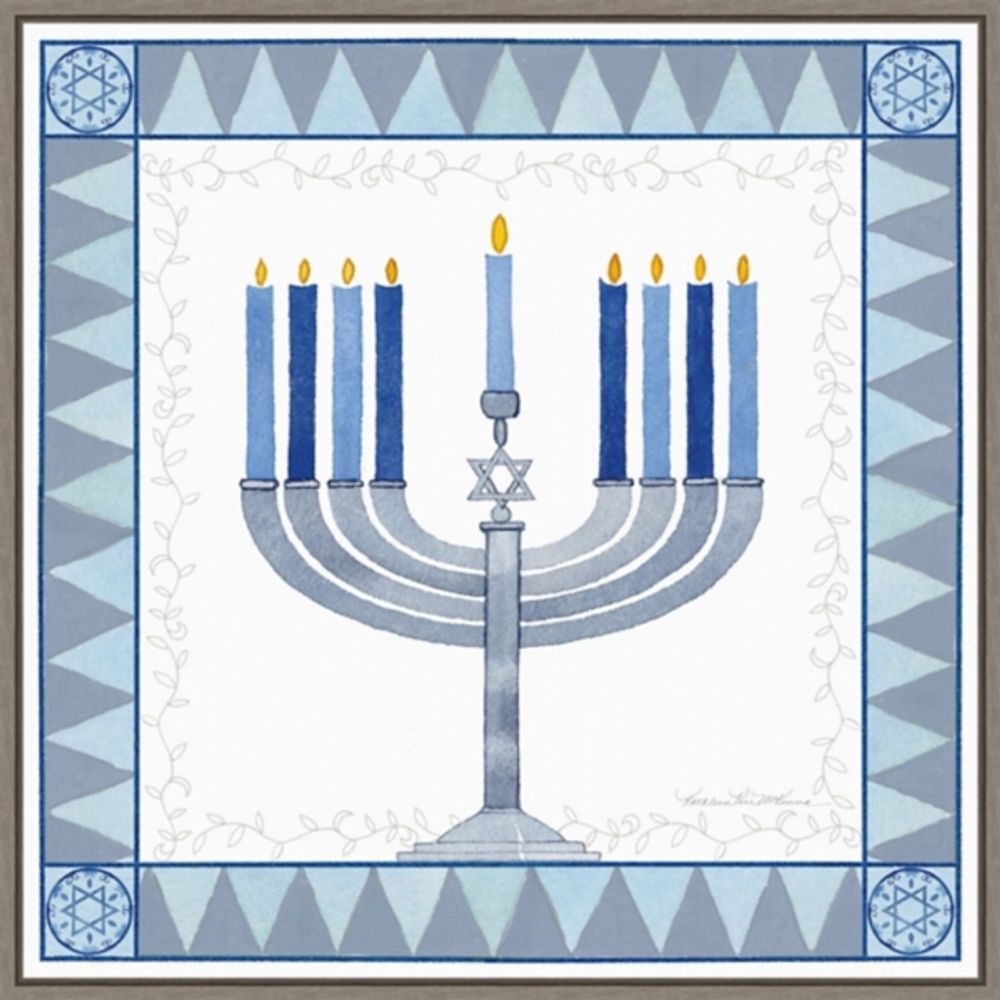 Star of David Menorah Hanukkah Wall Art