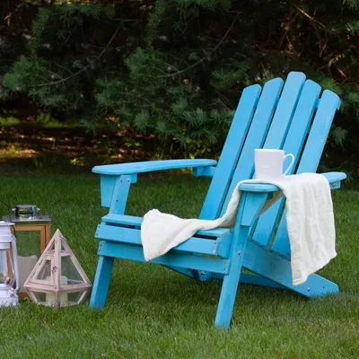 Ocean Blue Outdoor Folding Adirondack Chair