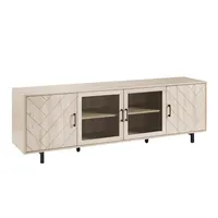 Birch Wood Herringbone 4-Door TV Stand