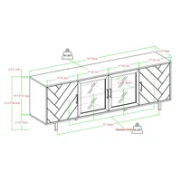 Birch Wood Herringbone 4-Door TV Stand