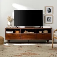Walnut 3-Drawer Wood TV Stand