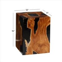 Natural Abstract Teak Wood Grain Accent Table