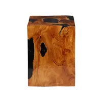 Natural Abstract Teak Wood Grain Accent Table