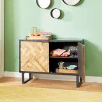 Natural Wood Mosaic Paneling Cabinet