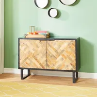 Natural Wood Mosaic Paneling Cabinet