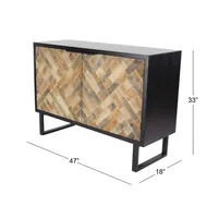 Natural Wood Mosaic Paneling Cabinet