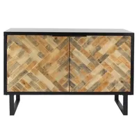 Natural Wood Mosaic Paneling Cabinet