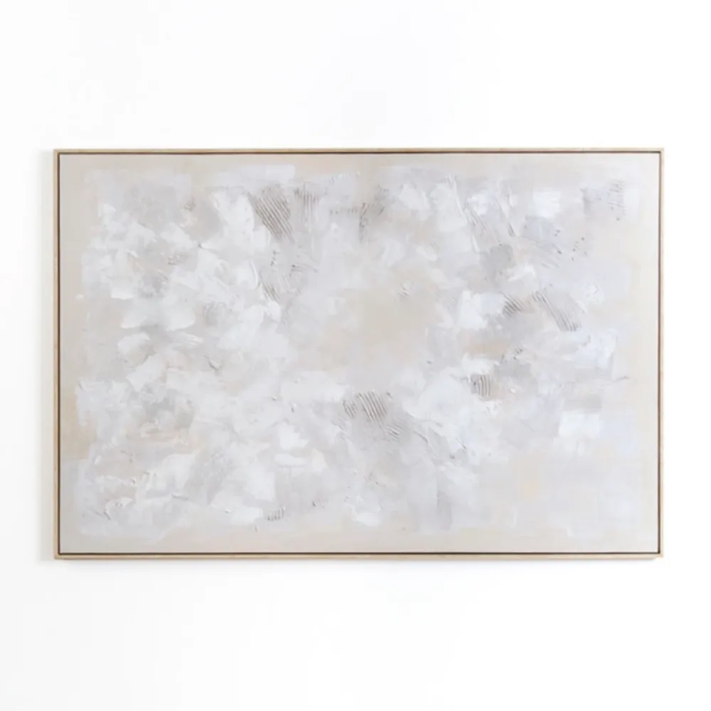 Abstract White Framed Canvas Art Print