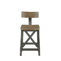 Steel Gray Rounded Back Industrial Counter Stool