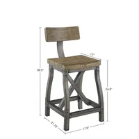 Steel Gray Rounded Back Industrial Counter Stool
