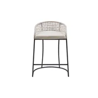 Rustic White Woven Rope Back Counter Stool