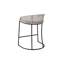 Rustic White Woven Rope Back Counter Stool