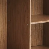 Brown Wood Frame Metal Base 2-Door Cabinet