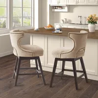 Sandy Beige Curve Back Swivel Counter Stool