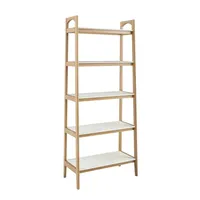 Off White Wood Shelves with Natural Frame Bookcase