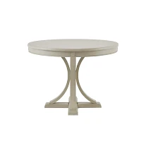 Antique Cream Wood Pedestal Round Dining Table