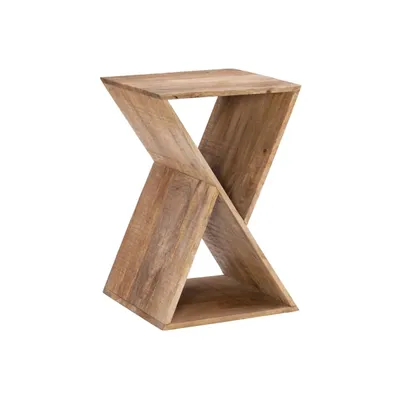 Natural Mango Wood Hourglass Accent Table