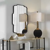 Matte Black Thin Linear Iron Frame Wall Mirror