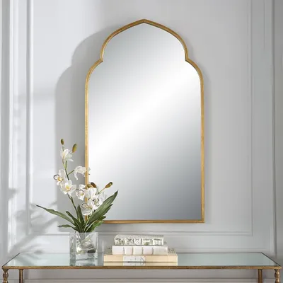 Gold Leaf Arched Frame Wall Mirror