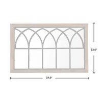 Brown Wood Frame Black Metal Arch Mirror