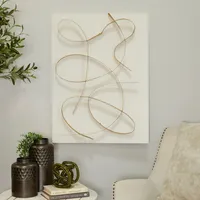 White and Gold Iron Abstract Wave Plaque