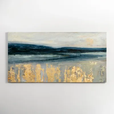 Golden Turquoise Abstract Canvas Wall Art