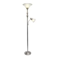 Brushed Nickel Base Marble Glass Shade Floor Lamp