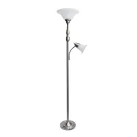 Brushed Nickel Base Marble Glass Shade Floor Lamp