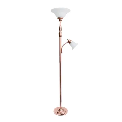 Polished Rose Gold and White Reading Arm Torchiere