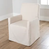 Ivory Slipcover Track Arm Dining Chair