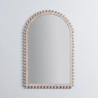Cream Wood Beaded Arch Frame Mirror