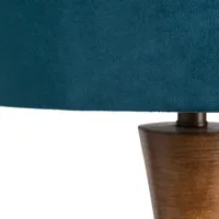 Brown Tapered Base Blue Velvet Shade Table Lamp
