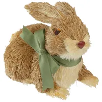 Brown Sisal Bunny with Green Bow