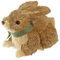 Brown Sisal Bunny with Green Bow