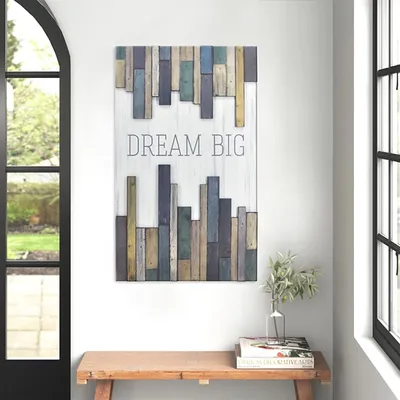 Dream Big Wood Slat Wall Plaque