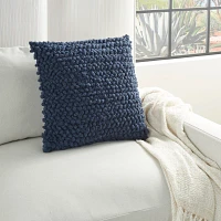 Navy Looped Yarn Wool Pillow