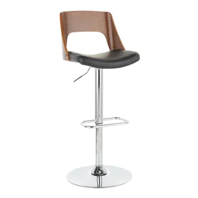 Cherry Wood and Leather Swivel Bar Stool