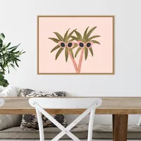 Palm Trees and Sunglasses Framed Canvas Art Print