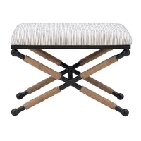 Eclectic Black and White Striped X Frame Stool