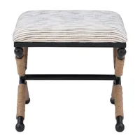Eclectic Black and White Striped X Frame Stool